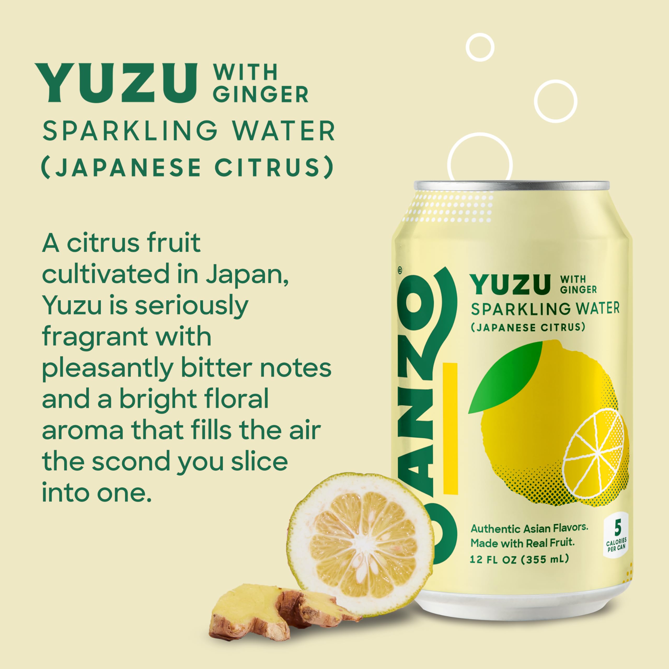 Sanzo Flavored Sparkling Water - Yuzu Lemon Seltzer (with Ginger
